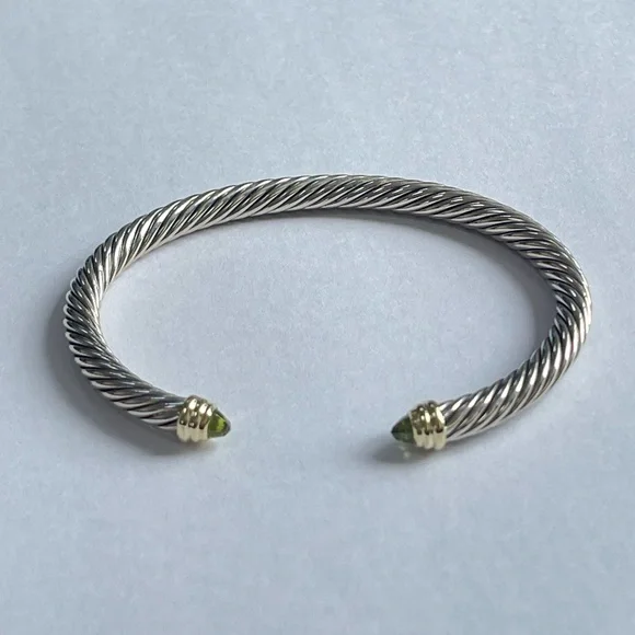 David Yurman Cable Classics Bracelet with 14k Gold & Peridot - Picture 2 of 10